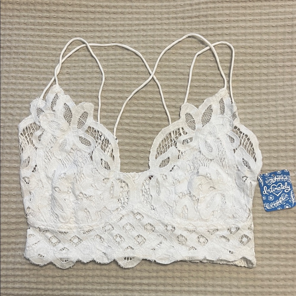 Free People Ivory Floral Lace Bralette